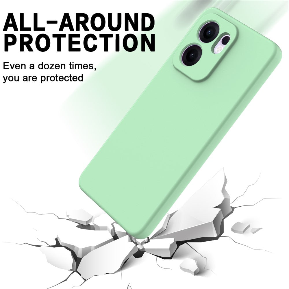 For Oppo Reno13 F 5G / Oppo Reno13 F 4G Liquid Silicone Case Phone Back Cover with Hand Strap - Green