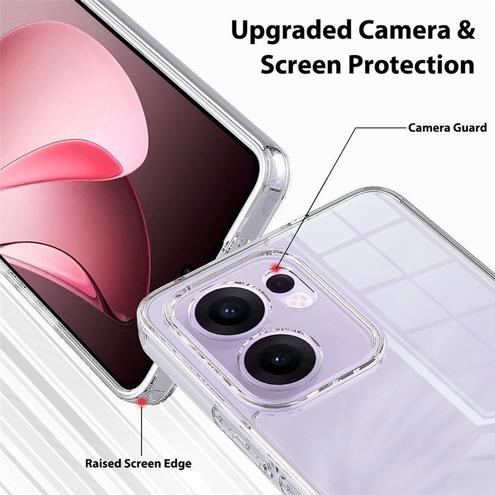 For Oppo Reno13 F 4G / Oppo Reno13 F 5G Clear Phone Case TPU+Acrylic Shockproof Phone Back Cover - Clear