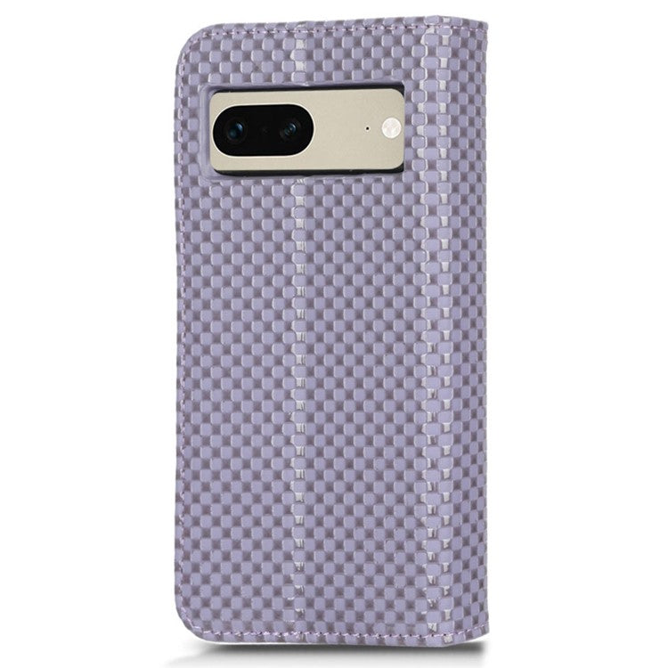 Full Protection Phone Cover For Google Pixel 7 5G, PU Leather Flip Wallet Stand Grid Texture Magnetic Closure Anti-scratch Phone Case - Light Purple