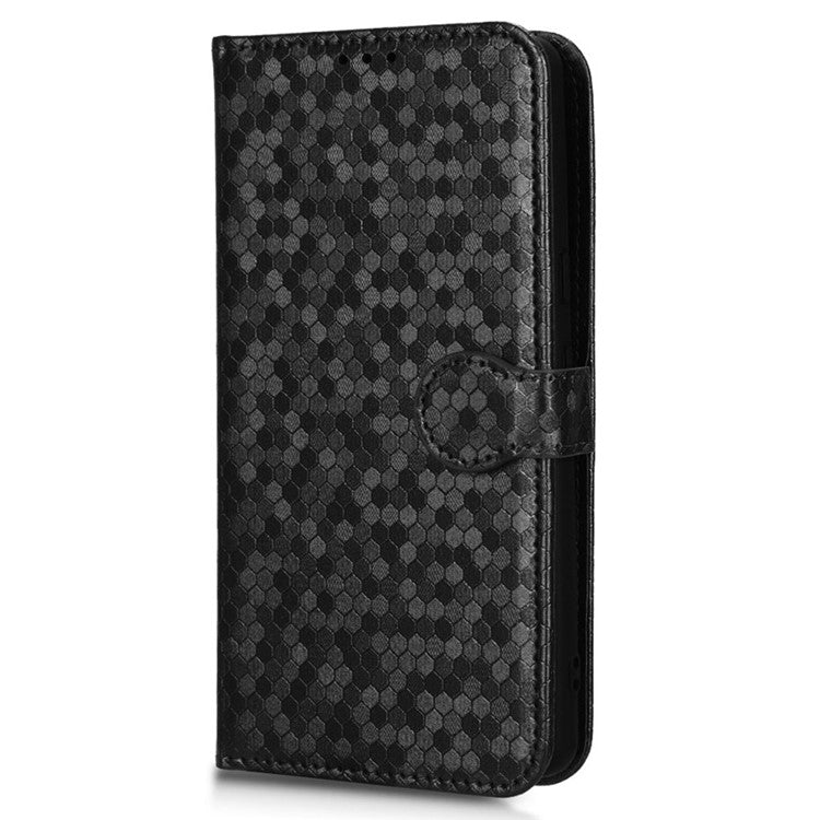 Anti-scratch Phone Case for Google Pixel 7 5G, Dot Pattern Imprinted Stand Cell Phone Flip Leather Wallet Cover with Strap - Black