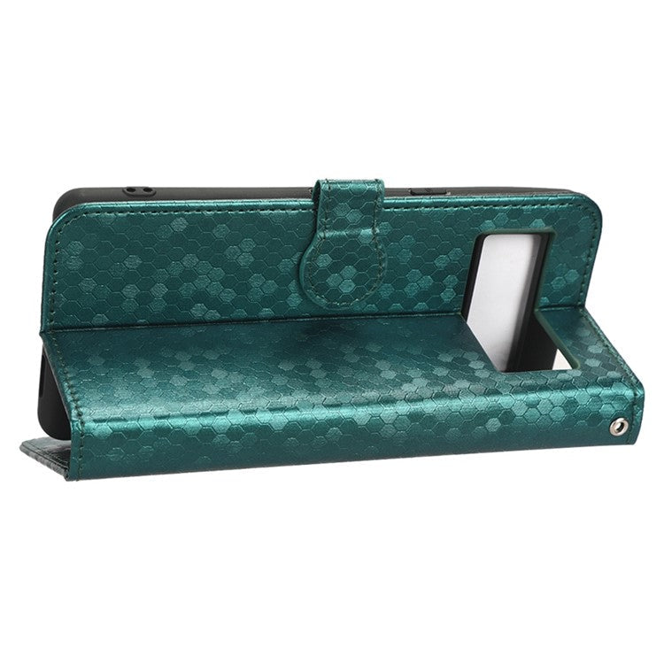 Anti-scratch Phone Case for Google Pixel 7 5G, Dot Pattern Imprinted Stand Cell Phone Flip Leather Wallet Cover with Strap - Green