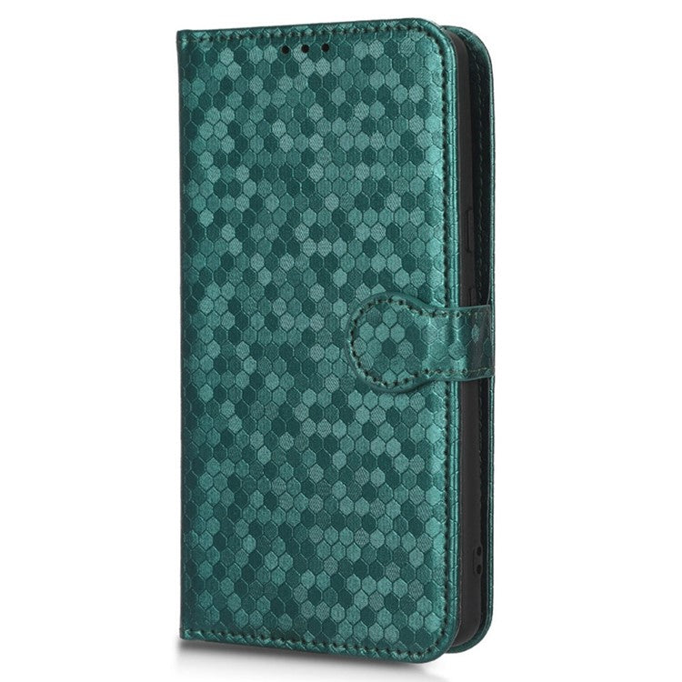 Anti-scratch Phone Case for Google Pixel 7 5G, Dot Pattern Imprinted Stand Cell Phone Flip Leather Wallet Cover with Strap - Green