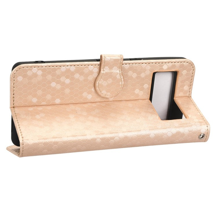 Anti-scratch Phone Case for Google Pixel 7 5G, Dot Pattern Imprinted Stand Cell Phone Flip Leather Wallet Cover with Strap - Rose Gold