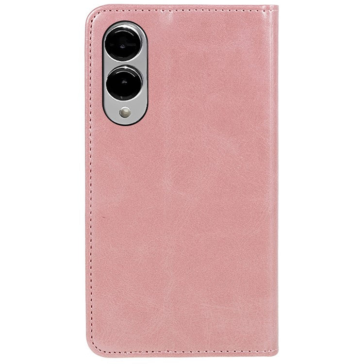 For Samsung Galaxy S25 Edge Case Strong Magnetic PU Leather Phone Cover Calf Texture - Rose Gold