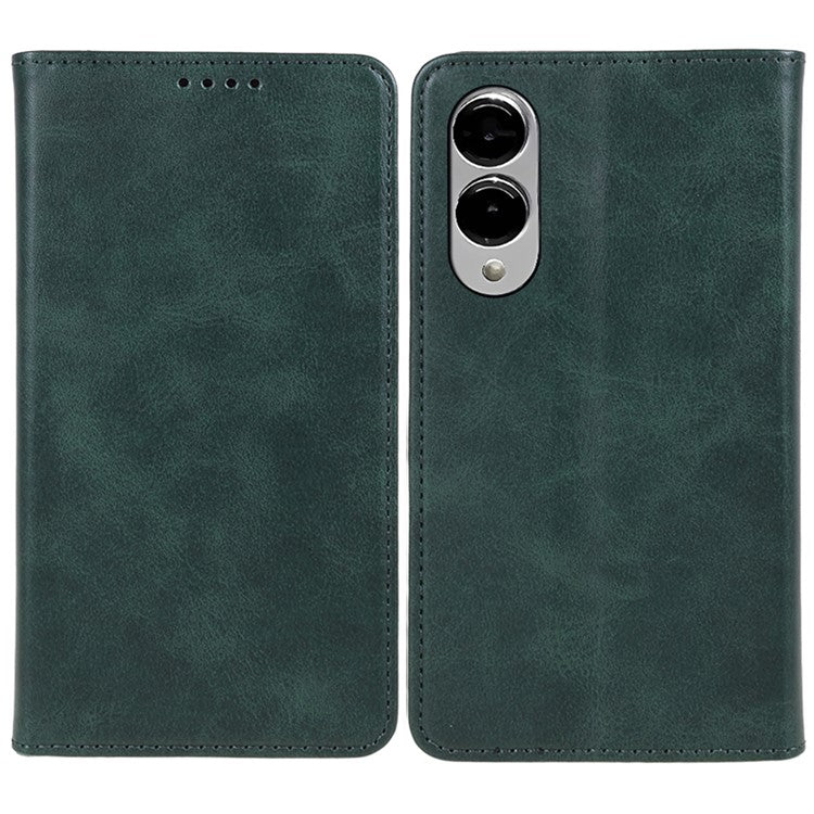 For Samsung Galaxy S25 Edge Case Strong Magnetic PU Leather Phone Cover Calf Texture - Green