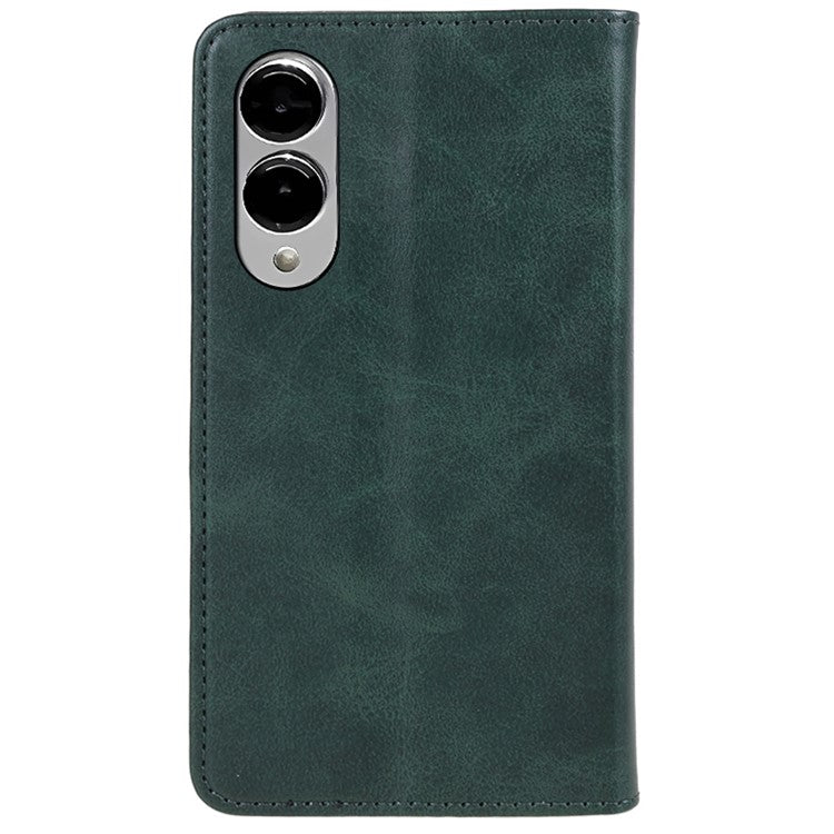 For Samsung Galaxy S25 Edge Case Strong Magnetic PU Leather Phone Cover Calf Texture - Green