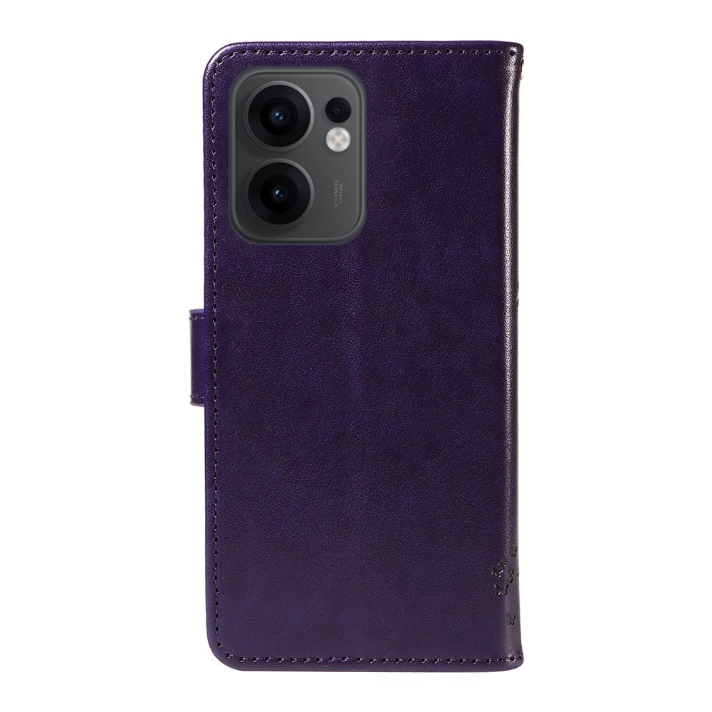 For Oppo Reno13 F 5G Phone Case with Stand Cat Tree Pattern Leather Wallet Mobile Cover - Purple