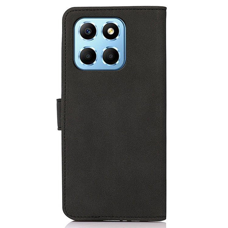 KHAZNEH Phone Case For Honor X8 5G Wallet Stand Textured PU Leather+TPU Anti-scratch Cell Phone Cover - Black