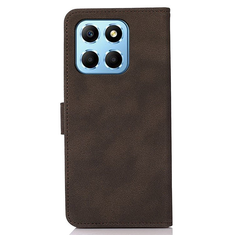 KHAZNEH Phone Case For Honor X8 5G Wallet Stand Textured PU Leather+TPU Anti-scratch Cell Phone Cover - Brown