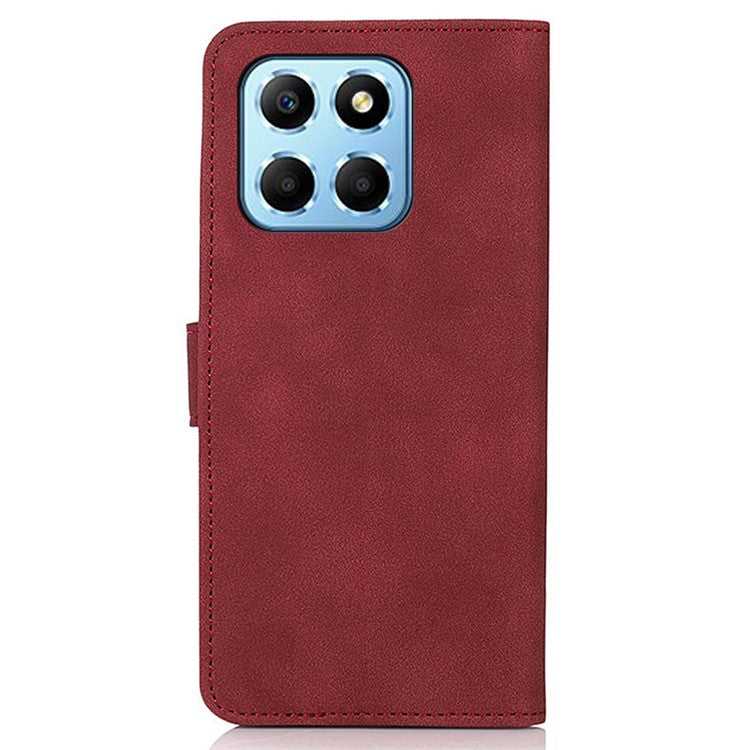 KHAZNEH Phone Case For Honor X8 5G Wallet Stand Textured PU Leather+TPU Anti-scratch Cell Phone Cover - Red