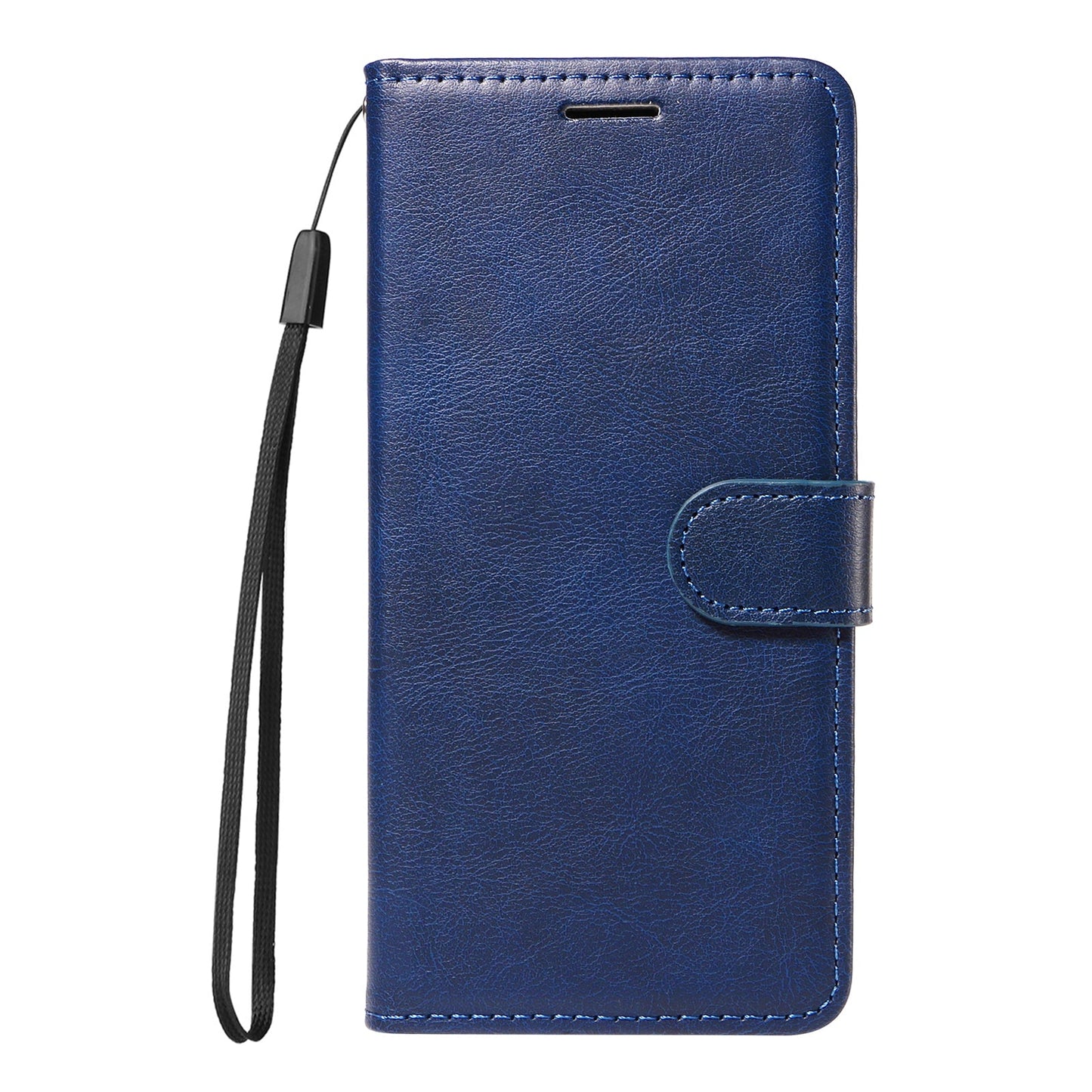 For Realme 14 Pro+ 5G Leather Wallet Case with Strap Solid Color Phone Stand Cover - Blue