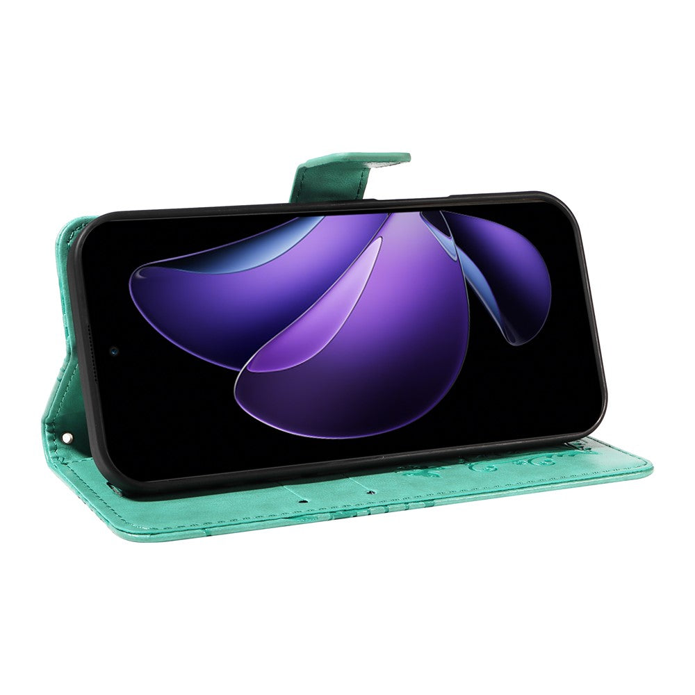 For Oppo Reno13 F 5G Wallet Case Floral Butterfly Imprinted Leather Phone Cover Stand -  Green