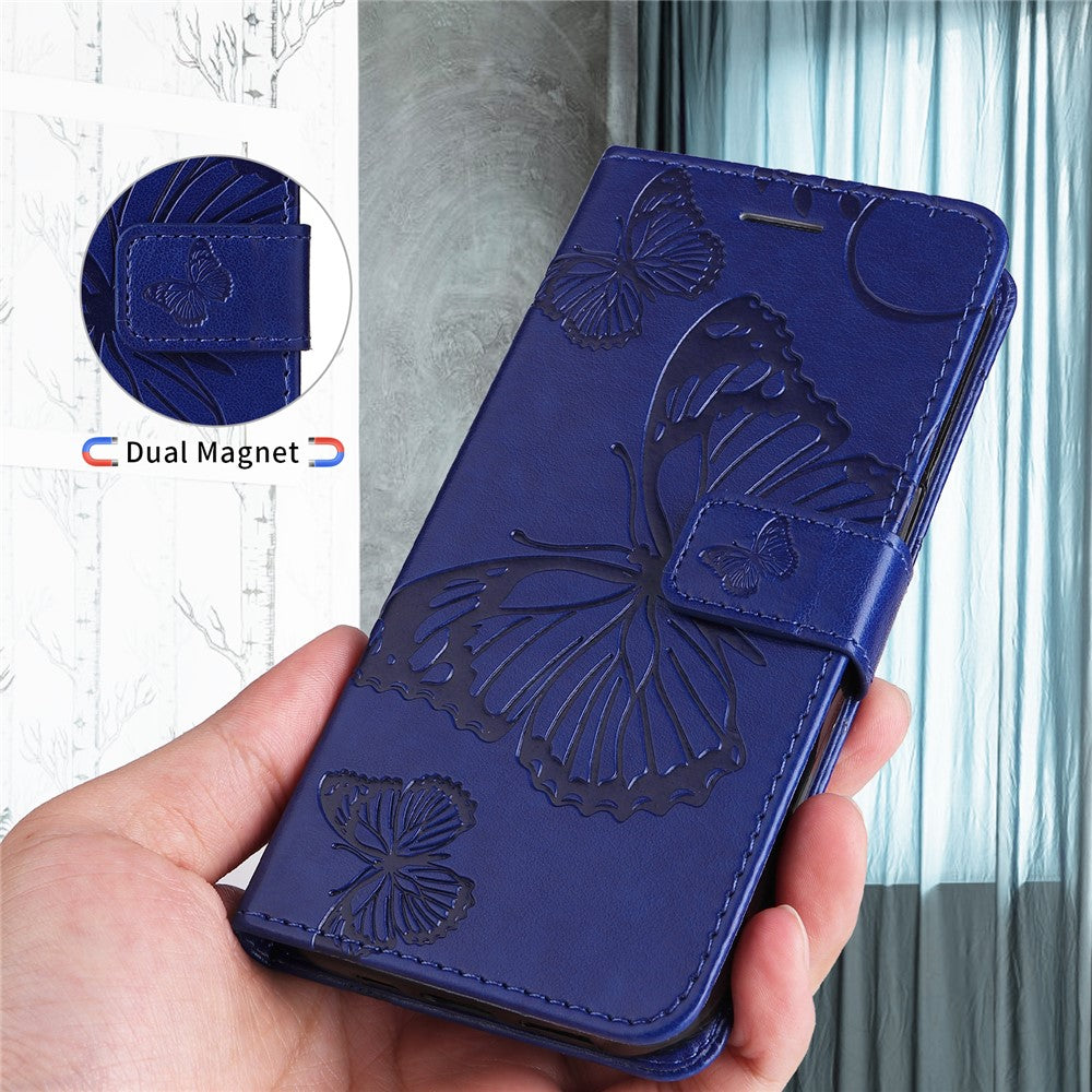 For Oppo Reno13 F 5G Wallet Case Floral Butterfly Imprinted Leather Phone Cover Stand - Blue