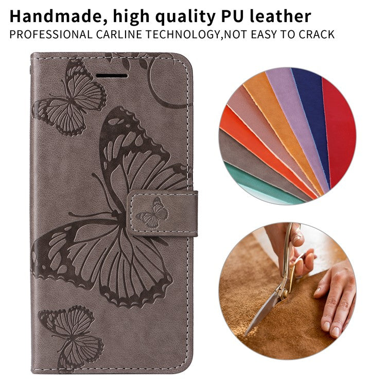 For Realme 14 Pro+ 5G Wallet Case Floral Butterfly Imprinted Leather Phone Cover Stand - Grey