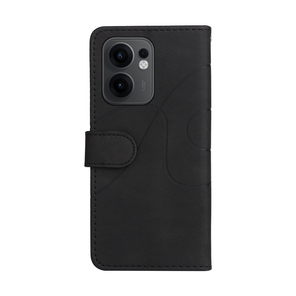 For Oppo Reno13 F 5G Leather Phone Case Stand Wallet with Bi-colour Splicing Design - Black