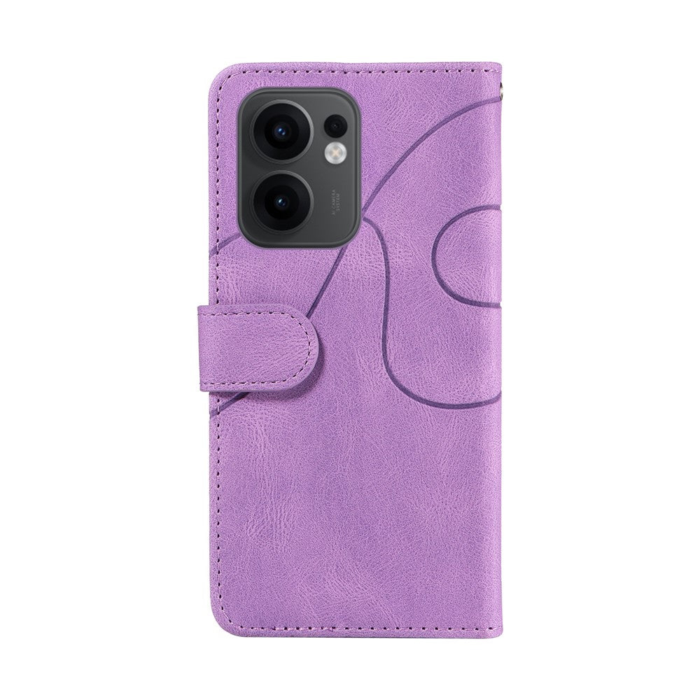 For Oppo Reno13 F 5G Leather Phone Case Stand Wallet with Bi-colour Splicing Design - Purple