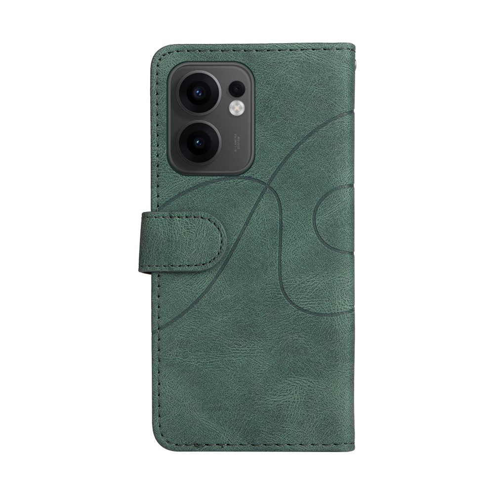 For Oppo Reno13 F 5G Leather Phone Case Stand Wallet with Bi-colour Splicing Design - Green