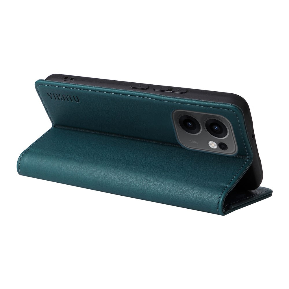 For Oppo Reno13 F 5G Phone Cases YIKATU Magnetic Closure PU Leather Mobile Cover  - Green