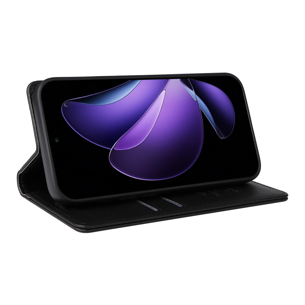 For Oppo Reno13 F 5G Phone Cases YIKATU Magnetic Closure PU Leather Mobile Cover  - Black