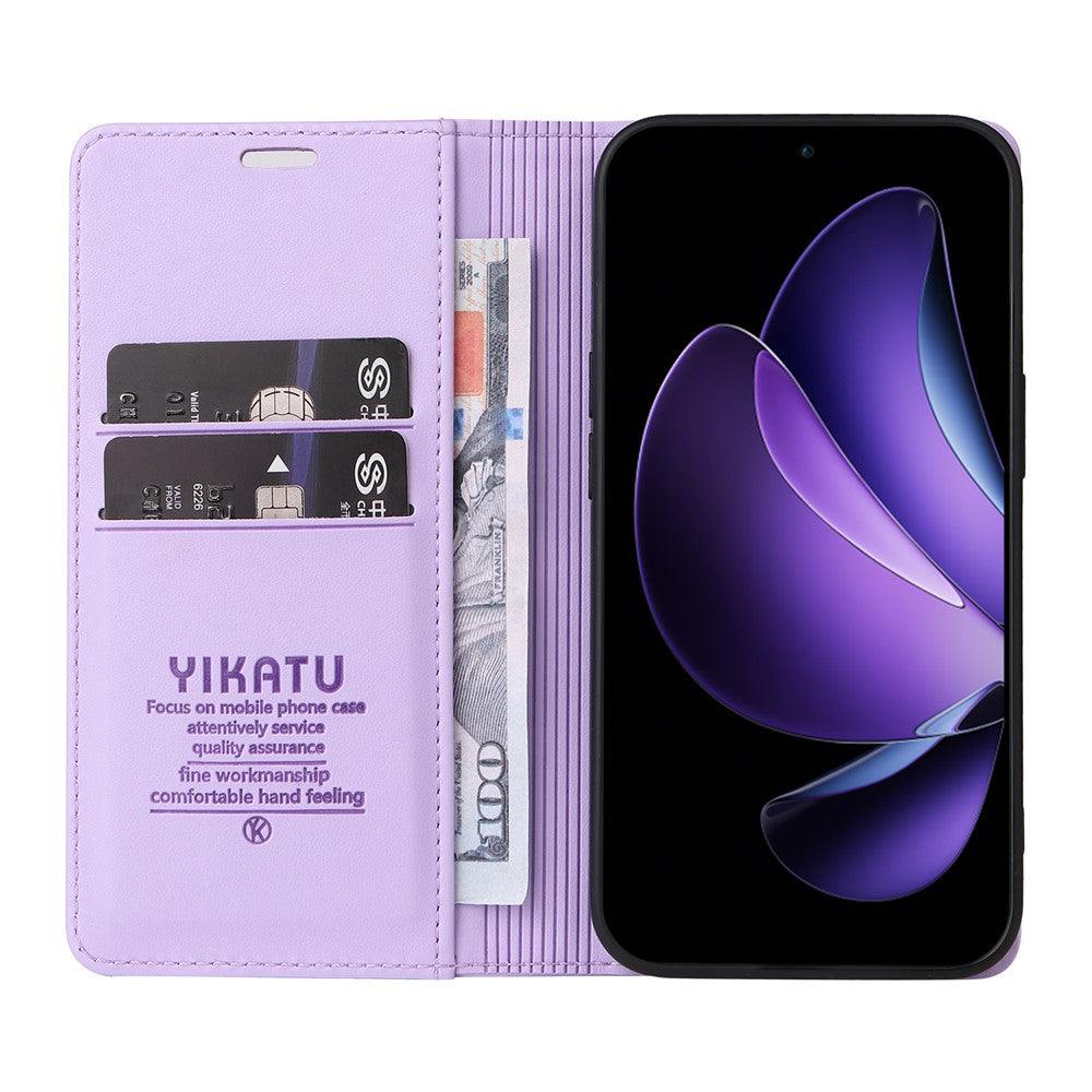 For Oppo Reno13 F 5G Phone Cases YIKATU Magnetic Closure PU Leather Mobile Cover  -  Light Purple