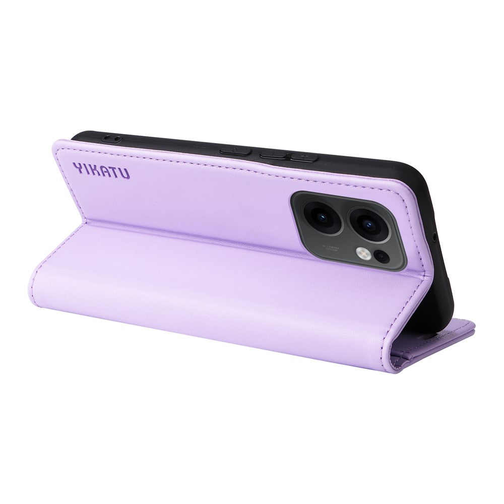 For Oppo Reno13 F 5G Phone Cases YIKATU Magnetic Closure PU Leather Mobile Cover  -  Light Purple