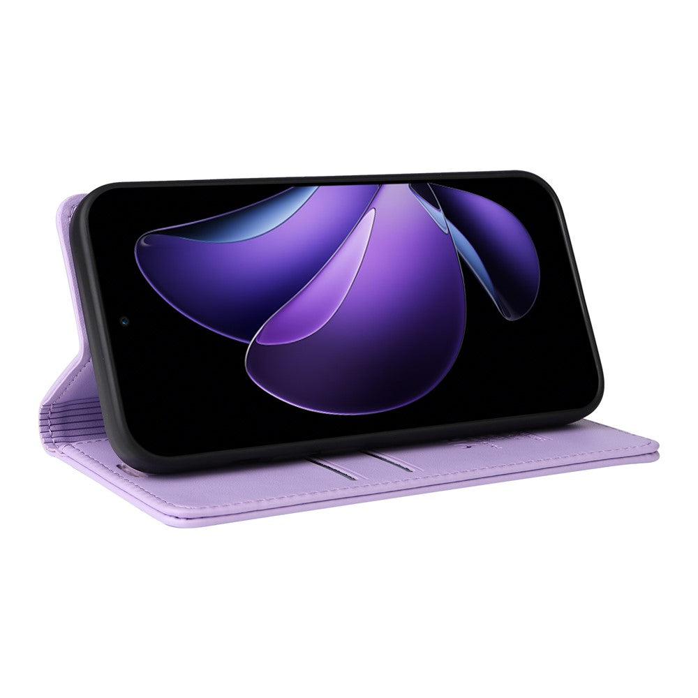 For Oppo Reno13 F 5G Phone Cases YIKATU Magnetic Closure PU Leather Mobile Cover  -  Light Purple