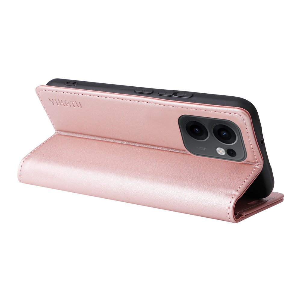 For Oppo Reno13 F 5G Phone Cases YIKATU Magnetic Closure PU Leather Mobile Cover  -  Rose Gold