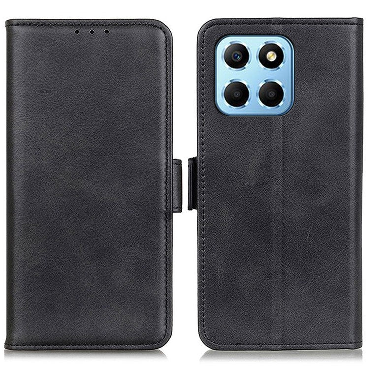 For Honor X8 5G PU Leather Side Magnetic Clasp Phone Case Wallet Stand Anti-scratch Protective Cell Phone Cover - Black