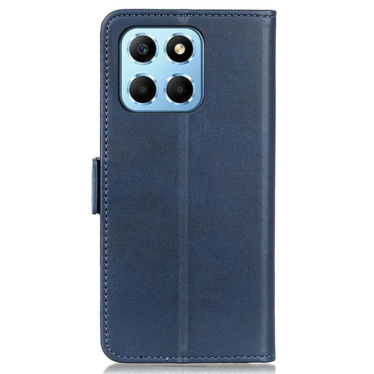 For Honor X8 5G PU Leather Side Magnetic Clasp Phone Case Wallet Stand Anti-scratch Protective Cell Phone Cover - Blue