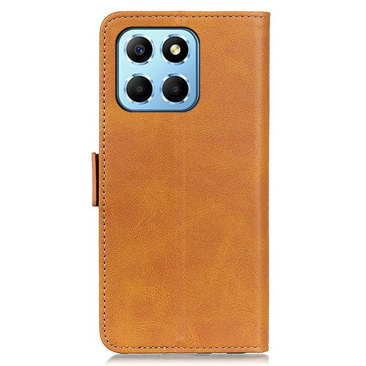 For Honor X8 5G PU Leather Side Magnetic Clasp Phone Case Wallet Stand Anti-scratch Protective Cell Phone Cover - Yellow