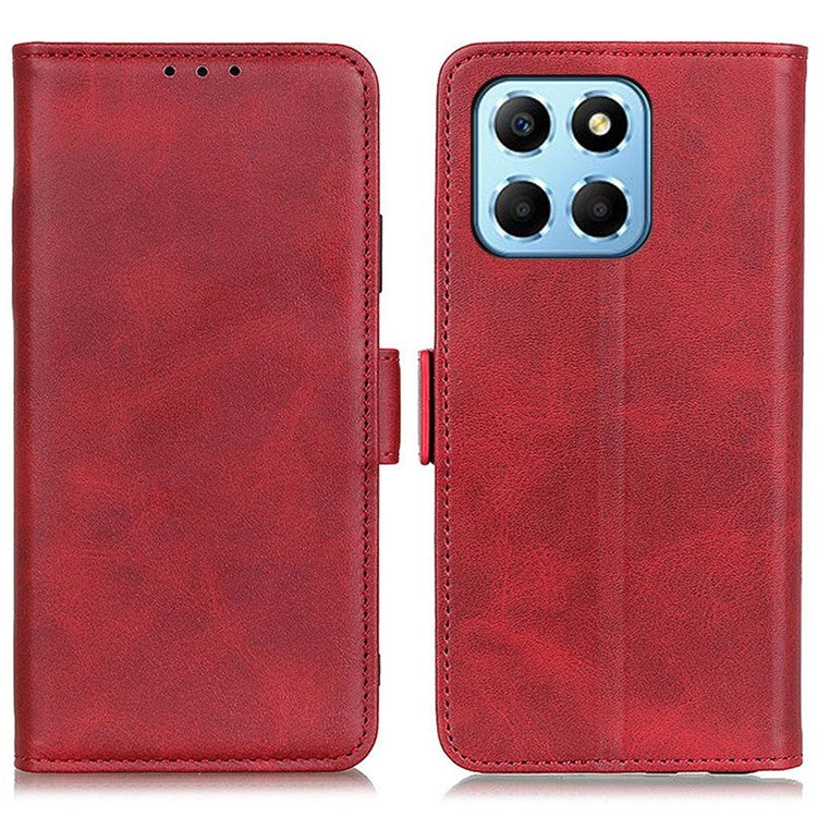 For Honor X8 5G PU Leather Side Magnetic Clasp Phone Case Wallet Stand Anti-scratch Protective Cell Phone Cover - Red