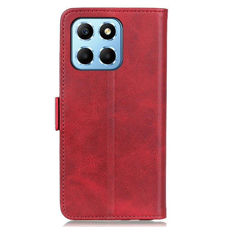 For Honor X8 5G PU Leather Side Magnetic Clasp Phone Case Wallet Stand Anti-scratch Protective Cell Phone Cover - Red