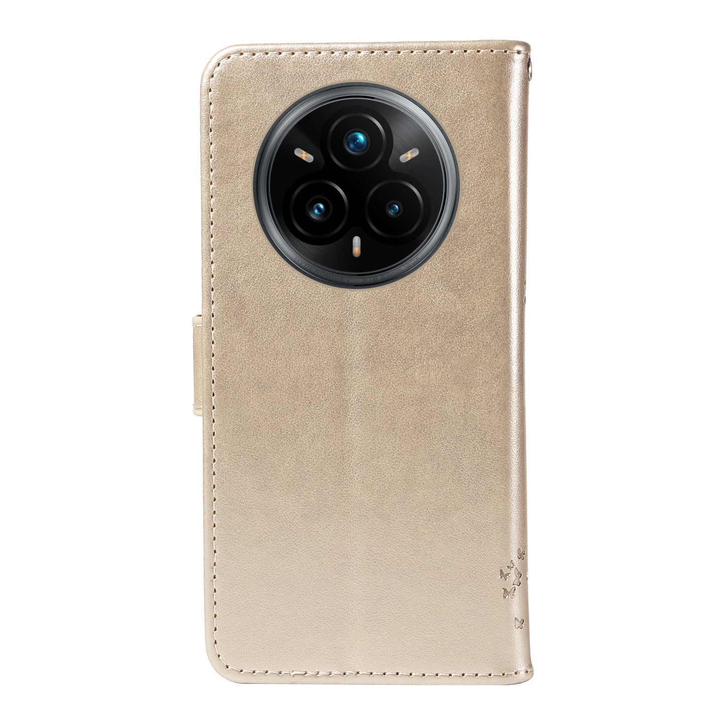 For Realme 14 Pro+ 5G Phone Case with Stand Cat Tree Pattern Leather Wallet Mobile Cover - Gold
