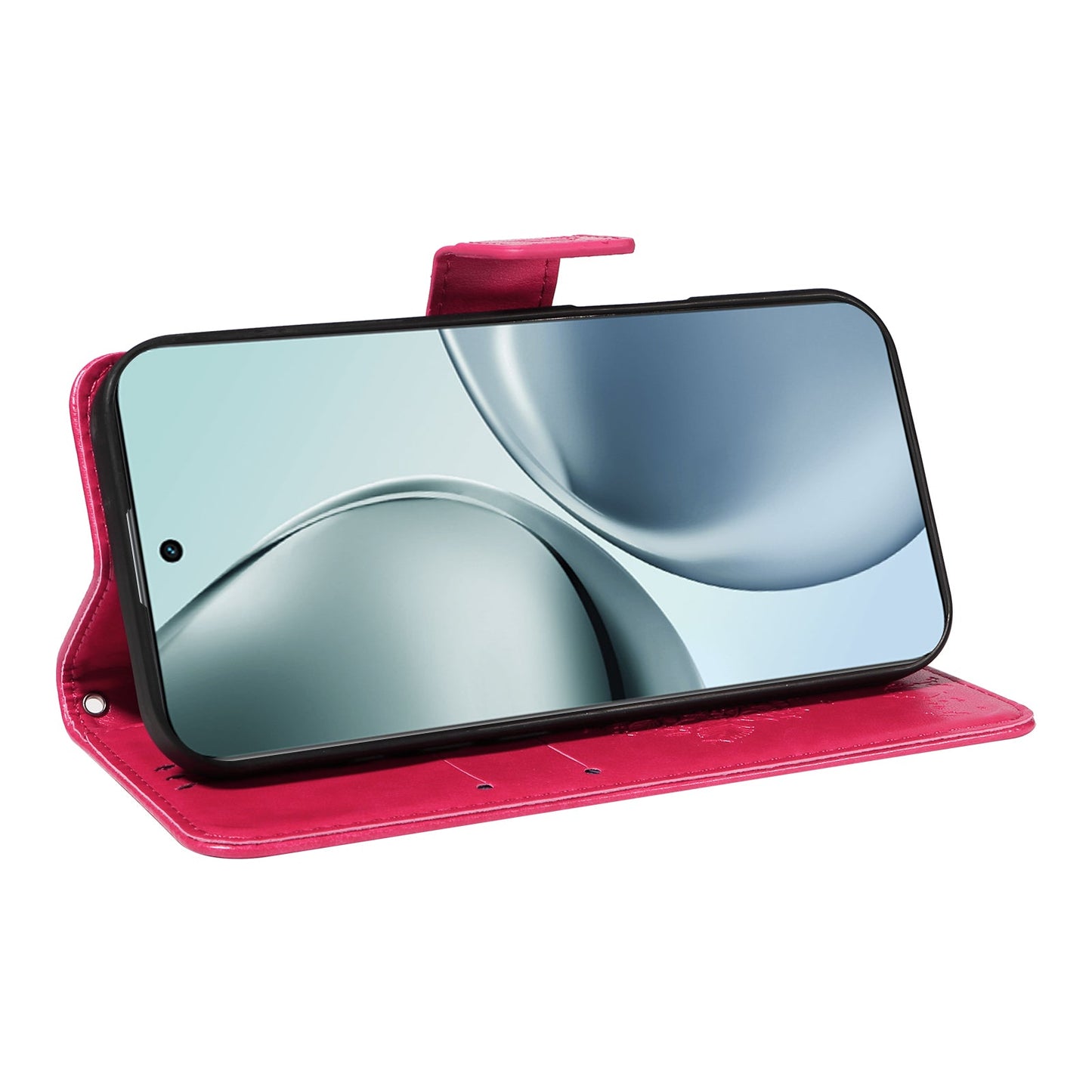 For Realme 14 Pro+ 5G Phone Case with Stand Cat Tree Pattern Leather Wallet Mobile Cover - Rose