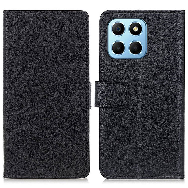 Drop-proof Phone Case For Honor X8 5G, Texture PU Leather + TPU Full Body Protection Shell Stand Wallet Magnetic Clasp Cell Phone Cover - Black