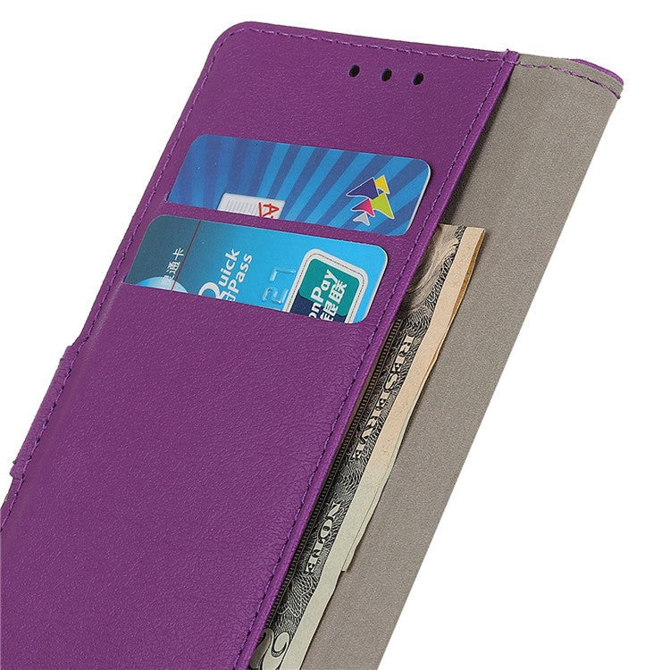 Drop-proof Phone Case For Honor X8 5G, Texture PU Leather + TPU Full Body Protection Shell Stand Wallet Magnetic Clasp Cell Phone Cover - Purple