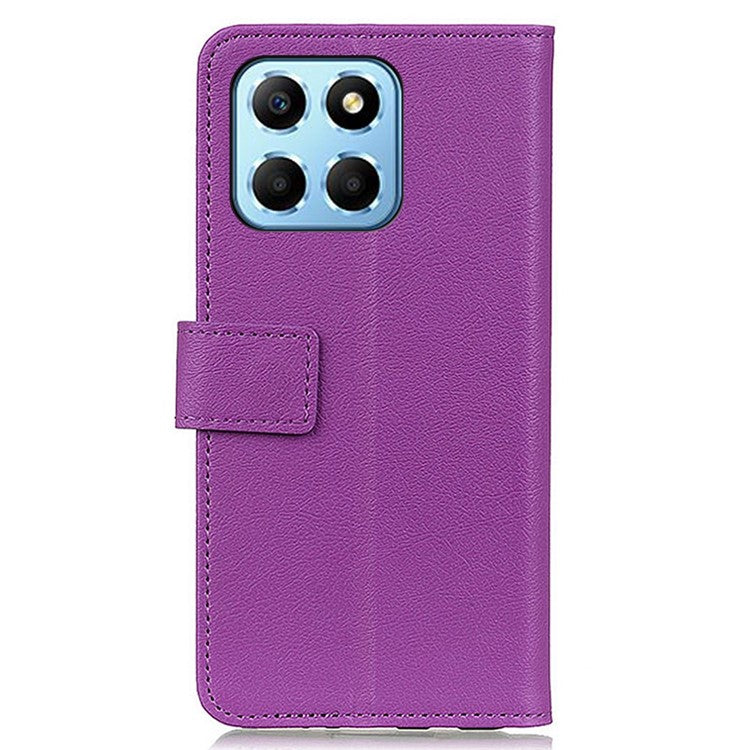 Drop-proof Phone Case For Honor X8 5G, Texture PU Leather + TPU Full Body Protection Shell Stand Wallet Magnetic Clasp Cell Phone Cover - Purple