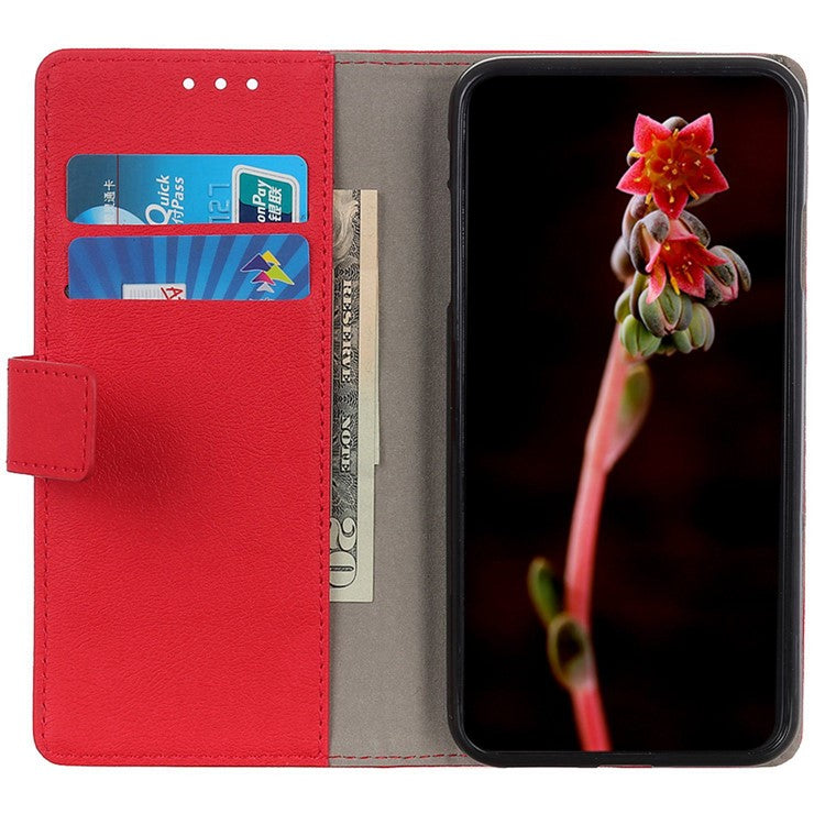 Drop-proof Phone Case For Honor X8 5G, Texture PU Leather + TPU Full Body Protection Shell Stand Wallet Magnetic Clasp Cell Phone Cover - Red