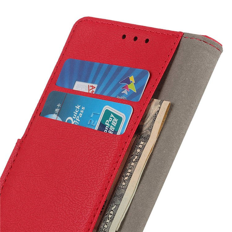 Drop-proof Phone Case For Honor X8 5G, Texture PU Leather + TPU Full Body Protection Shell Stand Wallet Magnetic Clasp Cell Phone Cover - Red