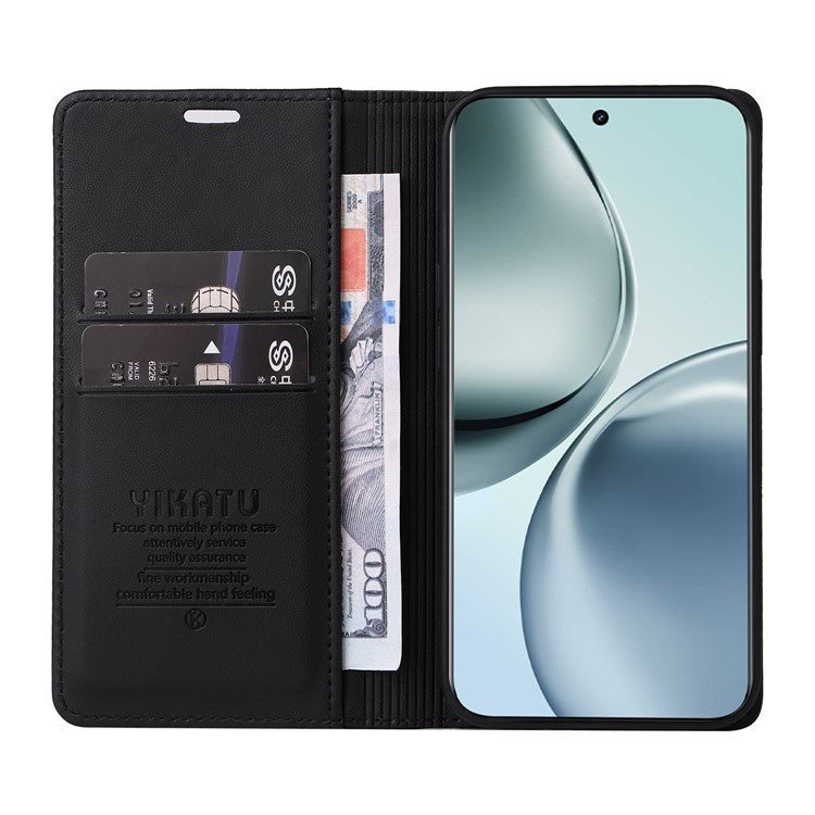 For Realme 14 Pro+ 5G Wallet Case YIKATU YK- 001 PU Leather Phone Cover with Stand - Black