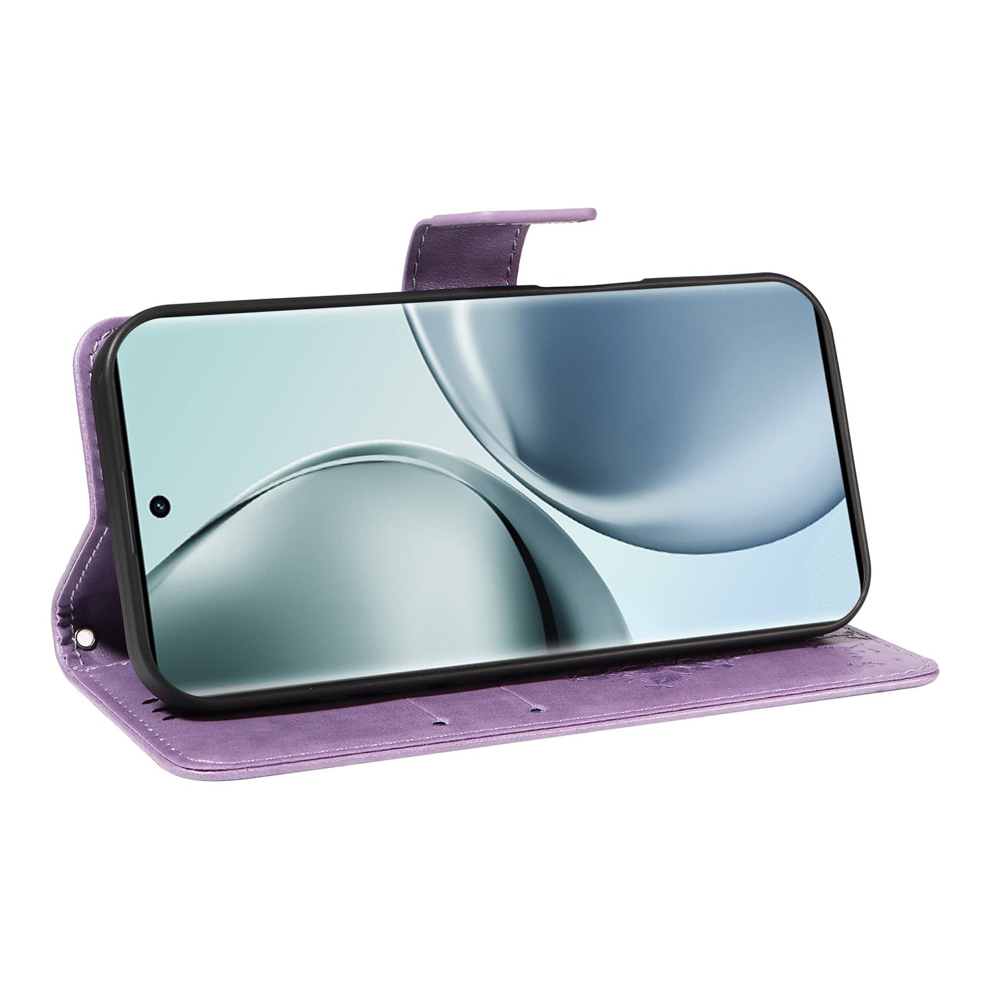 For Realme 14 Pro 5G Phone Case with Stand Cat Tree Pattern Leather Wallet Mobile Cover -  Light Purple