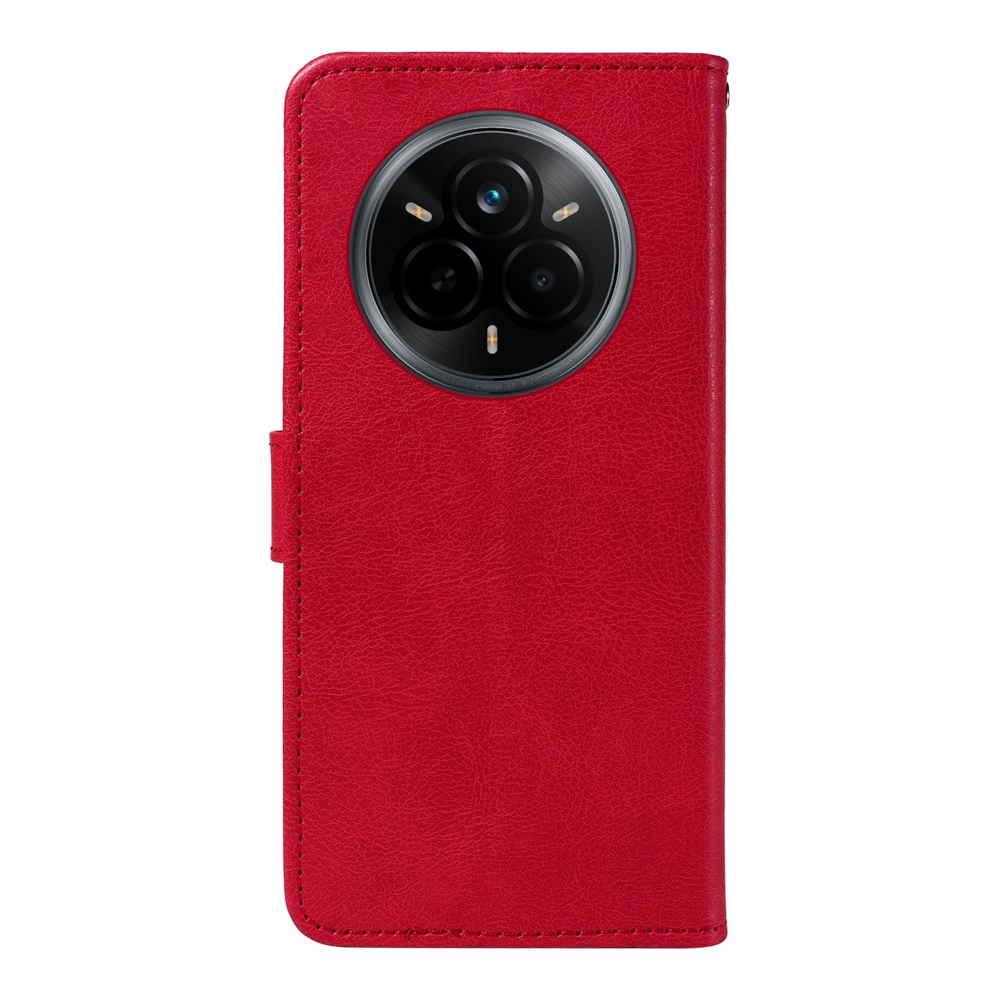 For Realme 14 Pro 5G Leather Wallet Case with Strap Solid Color Phone Stand Cover - Red