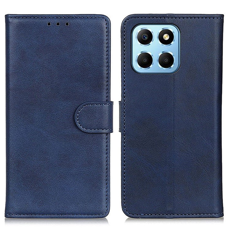 Cowhide Texture PU Leather Case for Honor X8 5G, Wallet Stand Magnetic Clasp Anti-scratch Phone Cover - Blue
