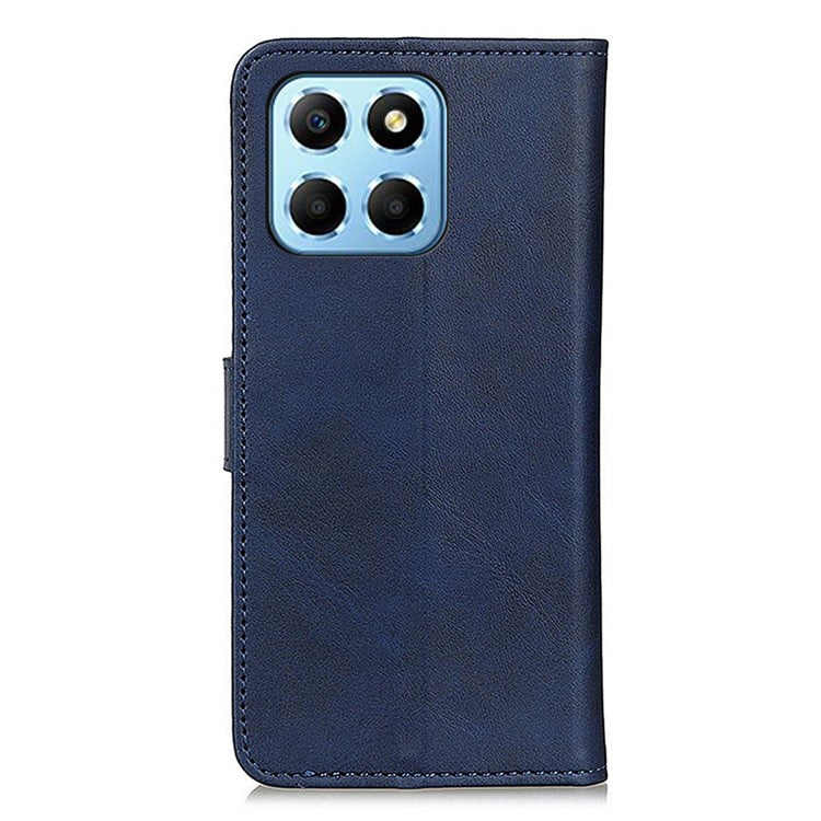 Cowhide Texture PU Leather Case for Honor X8 5G, Wallet Stand Magnetic Clasp Anti-scratch Phone Cover - Blue