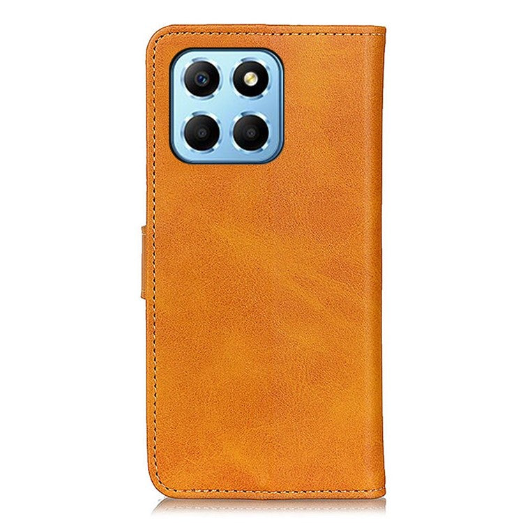 Cowhide Texture PU Leather Case for Honor X8 5G, Wallet Stand Magnetic Clasp Anti-scratch Phone Cover - Brown