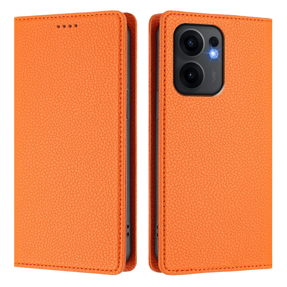 For Oppo Reno13 F 5G Wallet Case RFID Blocking Litchi Texture Leather Mobile Cover - Orange