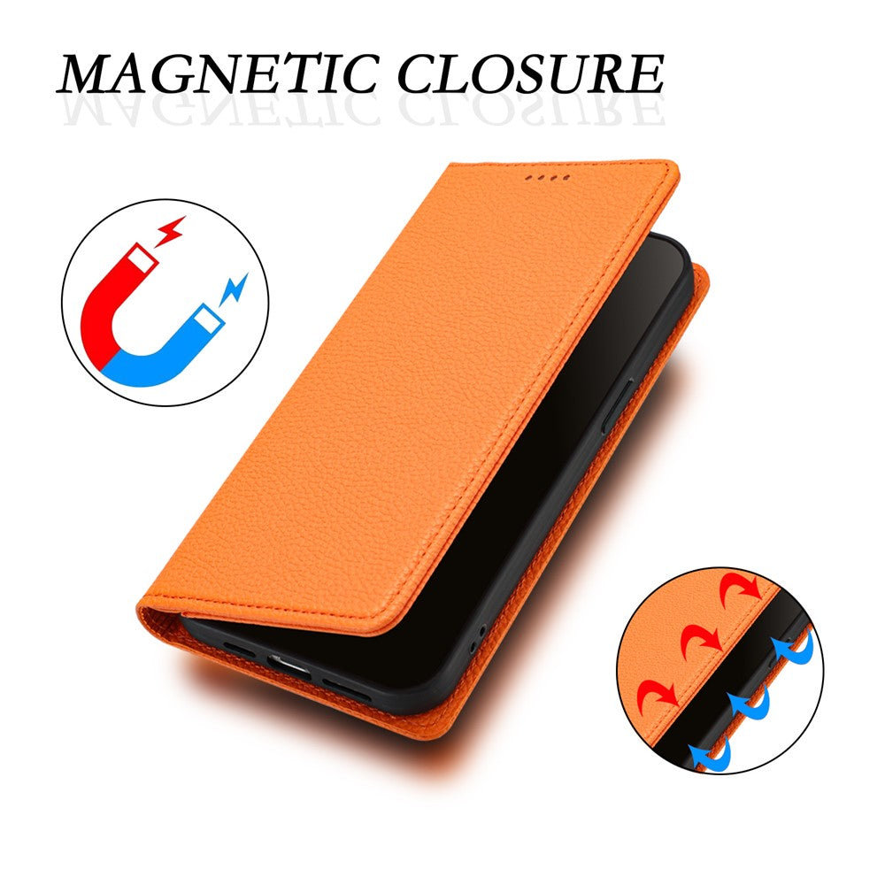 For Oppo Reno13 F 5G Wallet Case RFID Blocking Litchi Texture Leather Mobile Cover - Orange