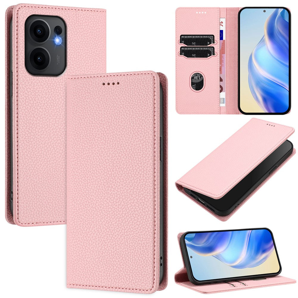 For Oppo Reno13 F 5G Wallet Case RFID Blocking Litchi Texture Leather Mobile Cover - Pink