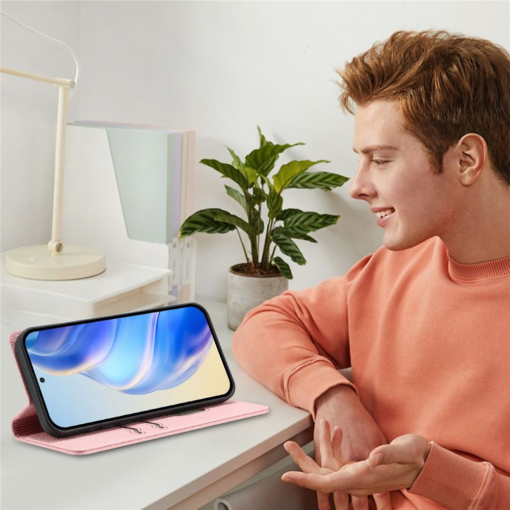 For Oppo Reno13 F 5G Wallet Case RFID Blocking Litchi Texture Leather Mobile Cover - Pink