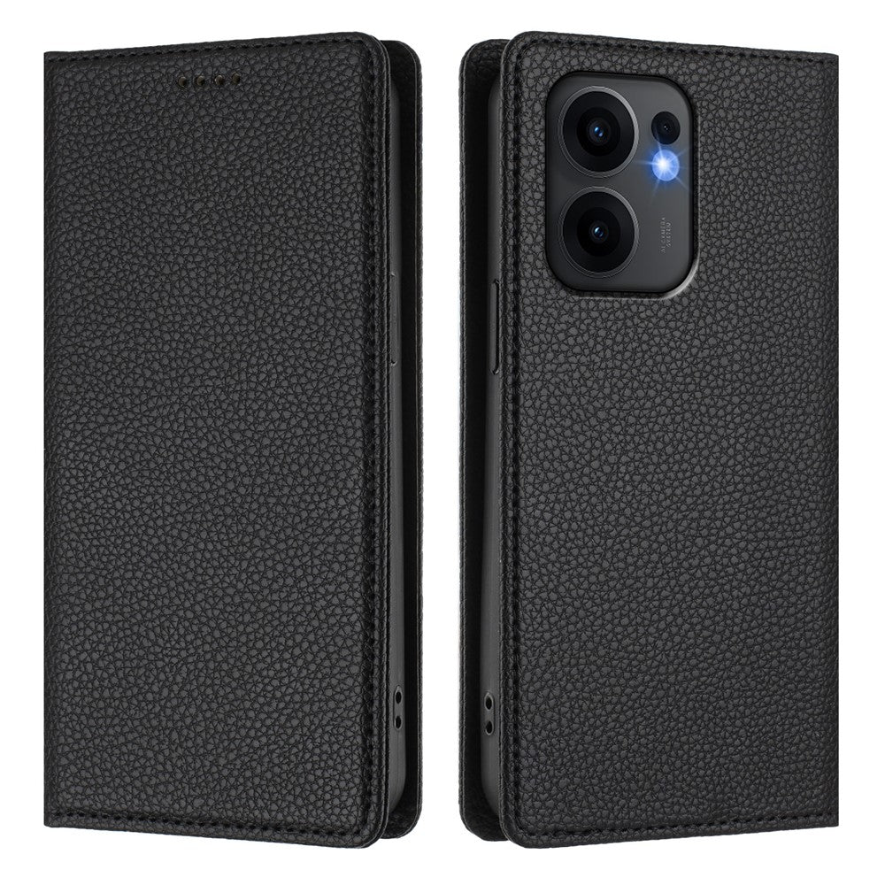 For Oppo Reno13 F 5G Wallet Case RFID Blocking Litchi Texture Leather Mobile Cover - Black